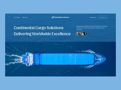 GlobalShip Solutions Hero Section agency b2b blue branding cargo clean company design ecommerce header hero homepage landingpage ocean professional shipping typography ui ux website