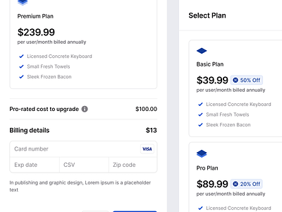 Stratis UI - Choose plan app checkout clean dash design interface membership menu minimal overlay plan product select settings sidebar ui ui design ux ux design web