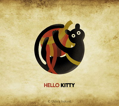 HELLO KITTY art black cat concept design drawing flat hello kitty illustration ipad drawing minimalist pro create art udara indunil udarts udarts dubai vector