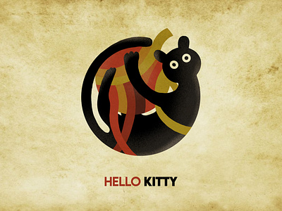 HELLO KITTY art black cat concept design drawing flat hello kitty illustration ipad drawing minimalist pro create art udara indunil udarts udarts dubai vector