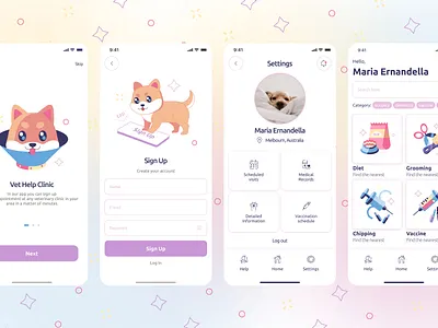 VetHelpClinic — veterinary clinic app (redesign) app illustrator mobile ui uiux vector illustration vetapp