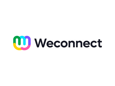 Weconnect logo concept pt.1 ( for sale ) branding colorful connect connection digital icon letter logo monogram negative space saas smart team tech techy together type w we web3