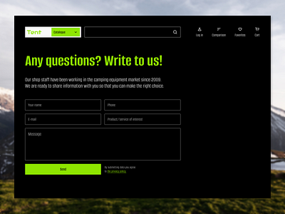 Contact Us camping challenge contact contact us dailyiu028 dailyui design form tent ui