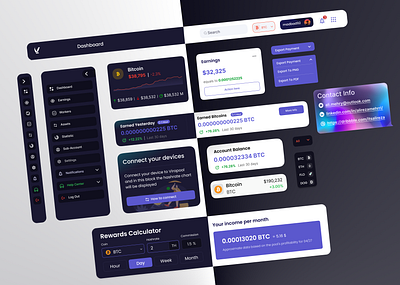 Components for dashboard bitcoin calculator card components content dark designsystem footer graphic design header icon light logo main navigation product slider typography ui ux