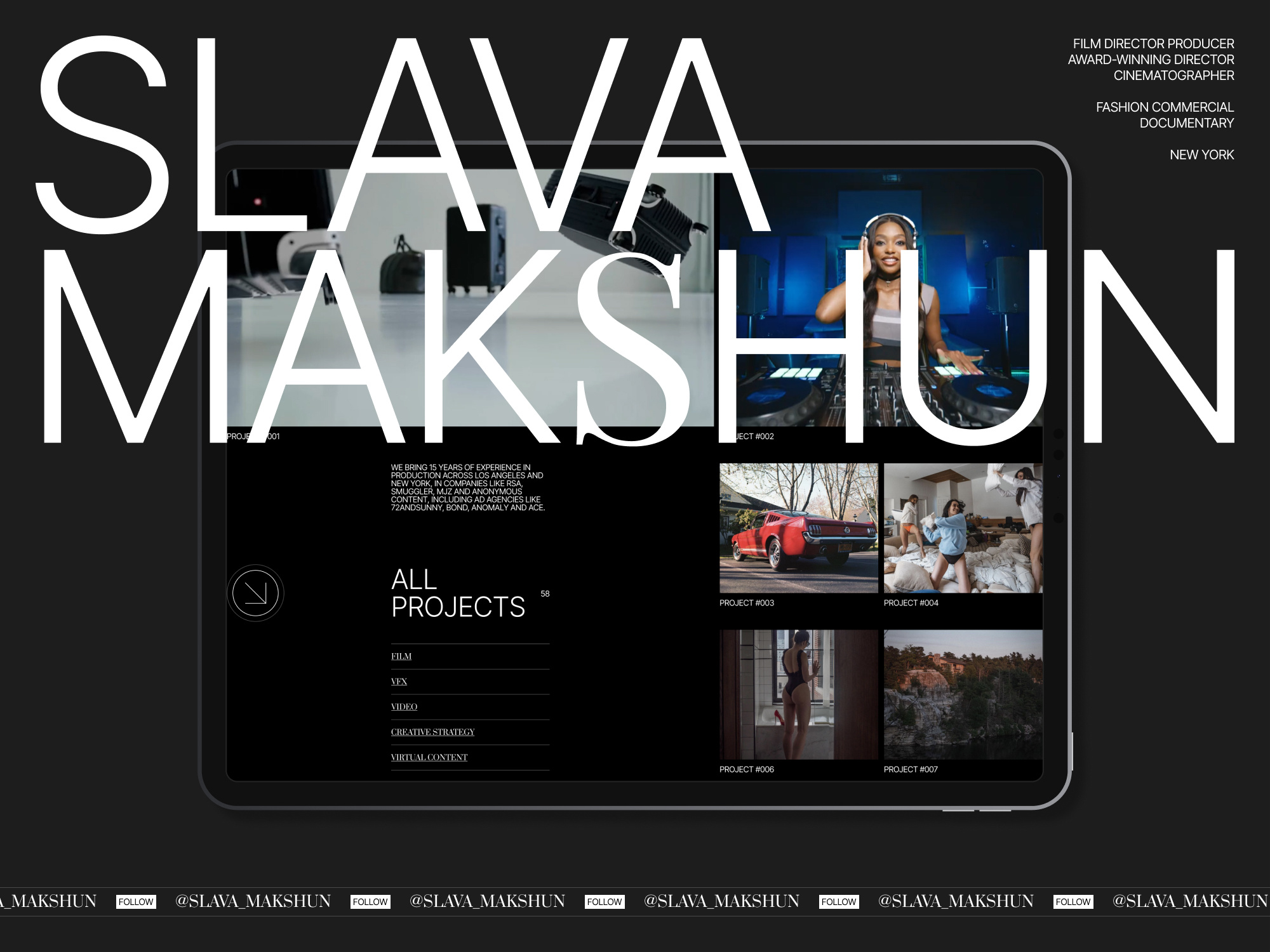 Slava Makshun animation black landing portfolio video