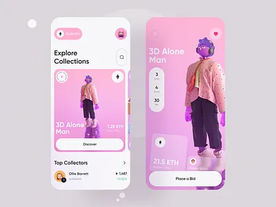 NFT Marketplace Mobile App Concept 3d app app design app interface app ui design design dribbble interface marketplace minimal mobile app mobile ui nft nft marketplace popular shot saidul islam token ui design uiux visual design