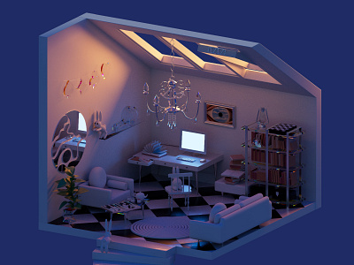 3D Room__11 3d arnold cg cinema4d computer decor rabbit rozov toys visualisation wnbl