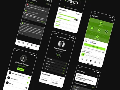 Camppi - Visual 2.0 animation app branding dark futsal gaming ios management matches mobile motion graphics scheduling soccer ui ux
