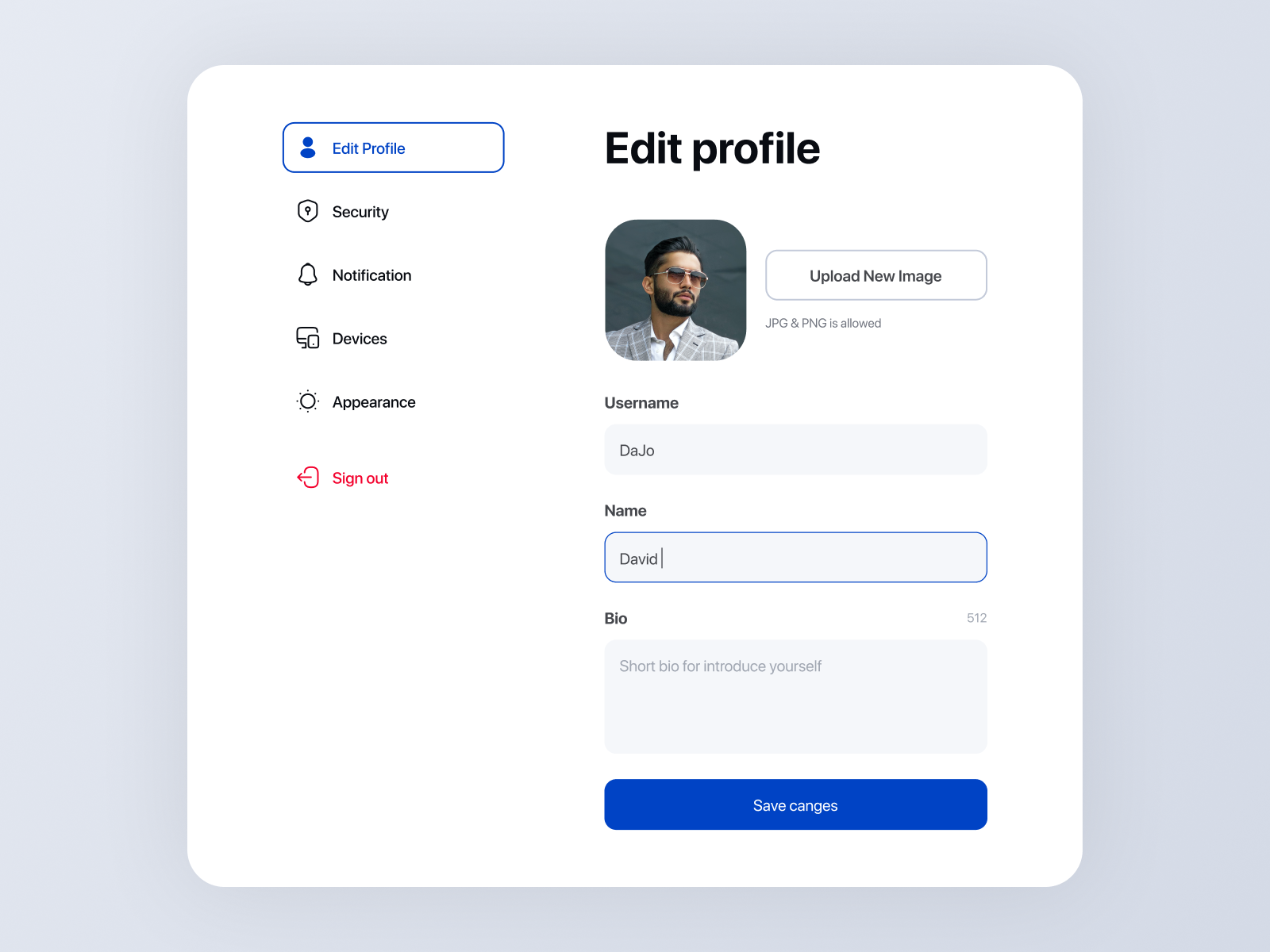 Setting page - 100Design 100design account notification page profile setting ui