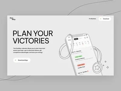 DaoWay Motion Design activities balance benefits calendar cuberto energy features landing page motion design plan product schedule strategies ui ux web work