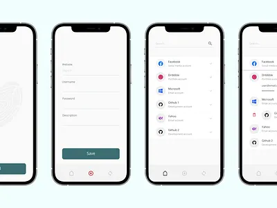 Password hints manager App design figma logo ui vector