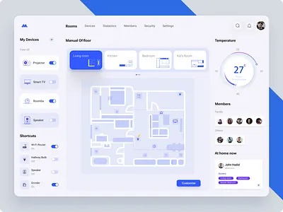 Smart Home Dashboard air analytics architecture clean controller dashboard design floor house interior panel remote control smart ui uiux user experience user interface design userinterface ux wed app