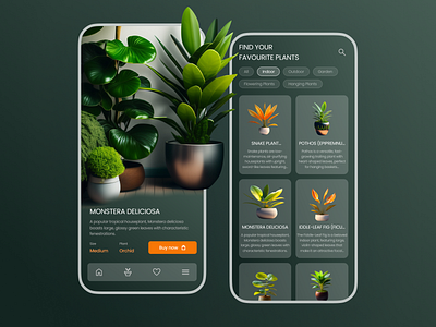 Plants E-commerce shop Mobile App app design e shop flowers graphic design green mobile app nature plant ui
