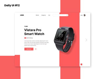 #12 E-Commerce Shop : Watch Shop branded watch cleam daily ui 012 daily ui 12 dailyui dailyui 12 dailyui12 ecommerece graphic design landing page minimal product product page red and white smart watch ui watch watch shop webstite