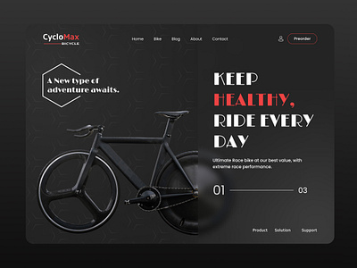 Cyclomax - Bicycle Landing page adventure cycle dark dark theme design figma home page landing page logo pattern product ride slide theme ui ux vector web web page website