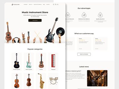 Music instrument store design guitar music store ui ux uxui web design website