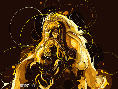 Zeus curve design digital illustration gold illustration portrait portrait illustration vector vectorart yellow zeus zeus illustration