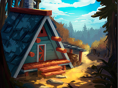 Lonely house 2d art 3d art art background concept art environment fantasy game art illustration