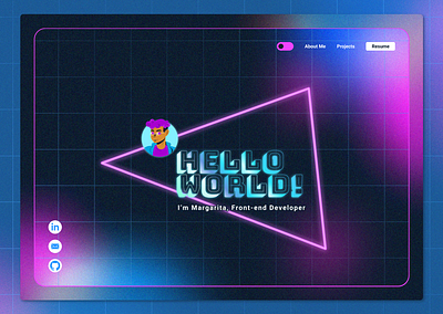 Front-end Developer Portfolio figma illustration neon portfolio responsive synthwave ui ux vector web design website