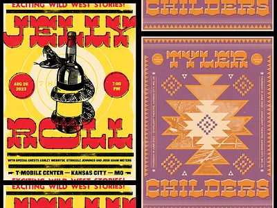 Gig Posters Tyler Childers and Jelly Roll concert gig poster gig posters illustration music poster posters typography