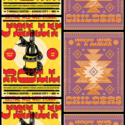 Gig Posters Tyler Childers and Jelly Roll concert gig poster gig posters illustration music poster posters typography