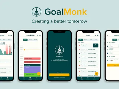 GoalMonk App app design mobile app productivity app ui ux