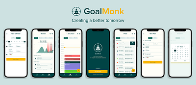 GoalMonk App app design mobile app productivity app ui ux
