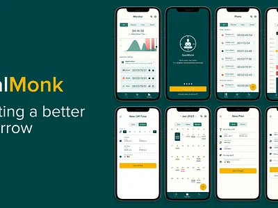 GoalMonk app application design mobile app productivity app ui ux