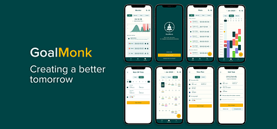 GoalMonk app application design mobile app productivity app ui ux