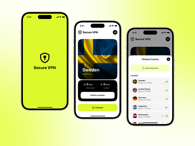 Secure VPN App app branding design illustration iphone logo minimal mobile mobile app product product design typography ui ux vpn