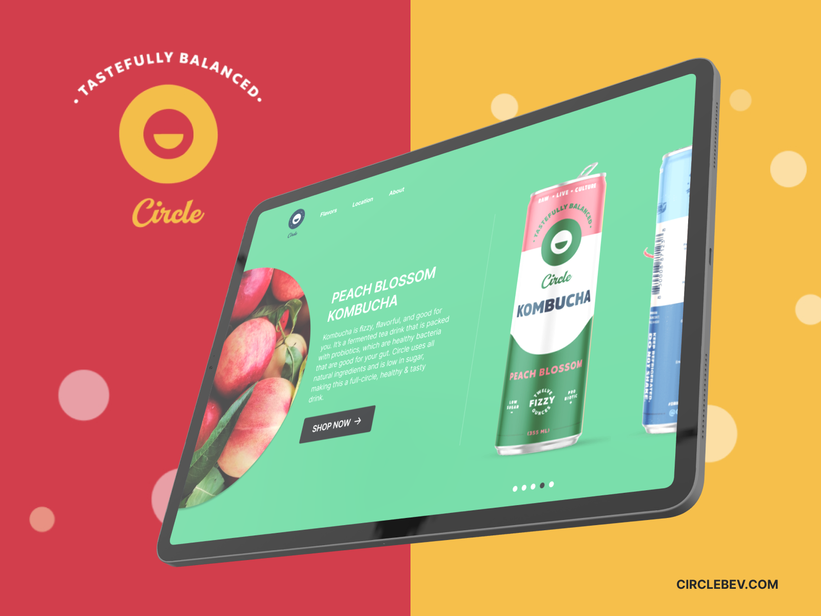 Circle Bev - Kombucha Carousel - Landing Page animation carousel figma interaction design motion graphics prototype ui uidesign ux ui uxdesign