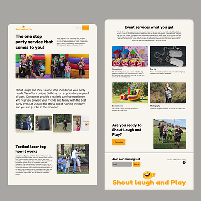 Shout Laugh and Play party service ui ui design web webdesign