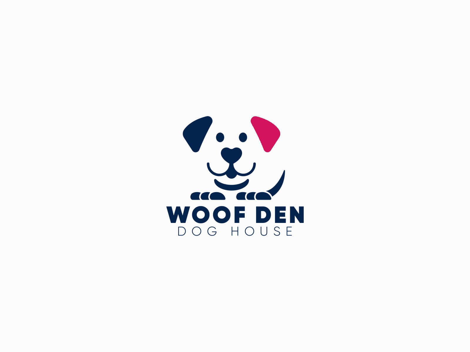 Woof Den - Logo Animation 2d logo anima animal animated brand brand animation clean design dog dog house logo logo animation loop motion pet playful trend trending woof