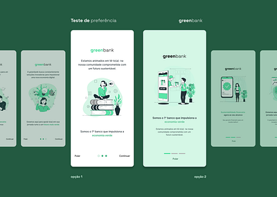 Onboarding greenbank aplicativo banco bank dailyui design fintech green illustration logo ui verde