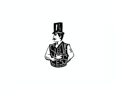 Sleeveless Tea Co. branding 🍵🫖🍃 branding gentleman logo moustache shopify stamp tattoo tea tophat