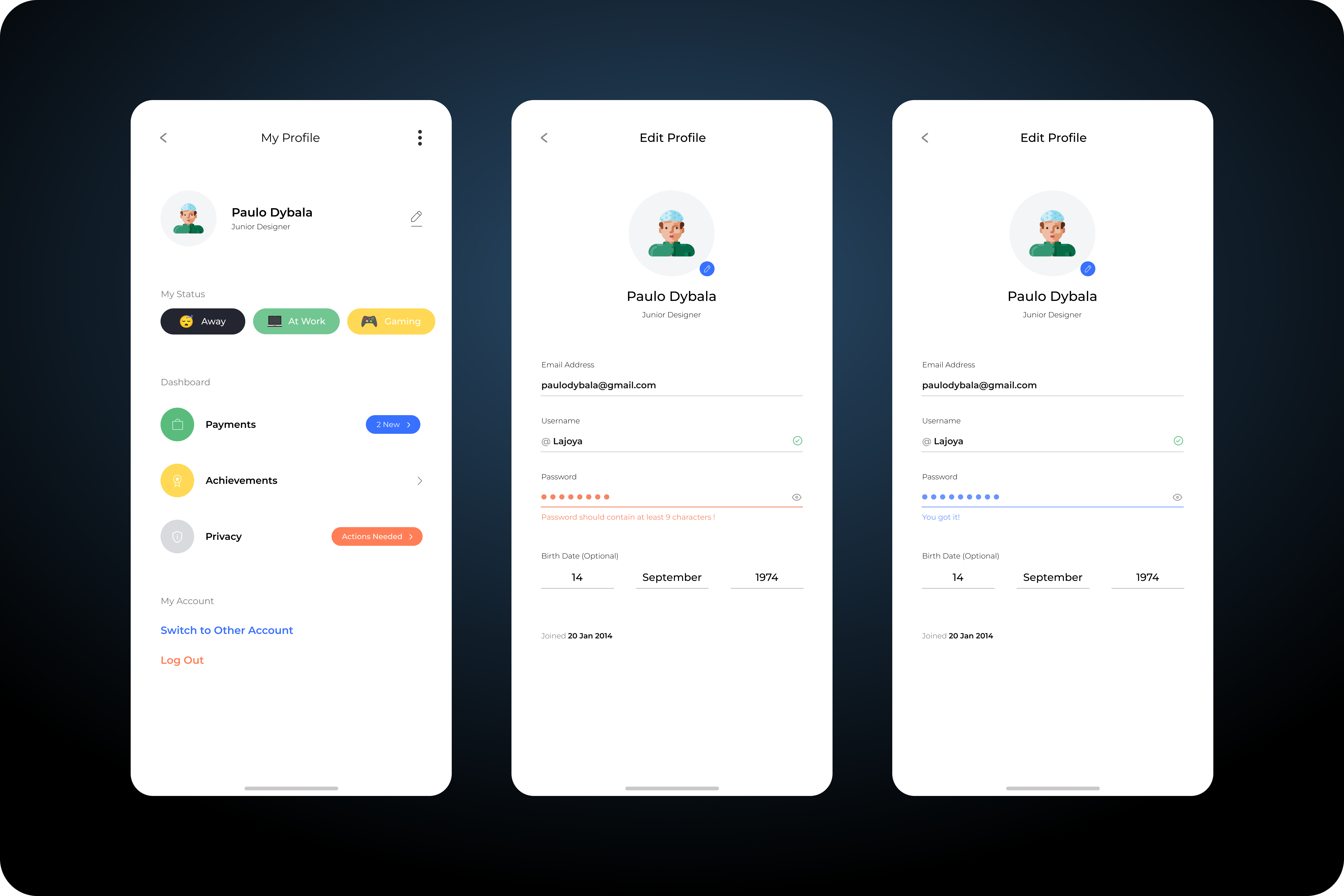 User Profile 3d animation app branding design graphic design icon illustration logo mini minimal modern new pop up settings trending typography ui ux vector