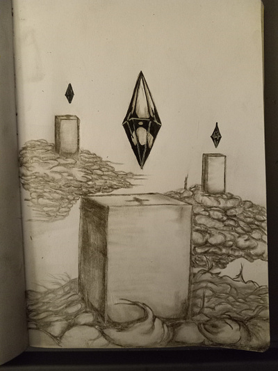 Ascension abstract charcoal creepy crystal dark diamond heavenscape hellscape horror ideology landscape morbid religion scape sketch structure surreal surrealism thought provoking traditional