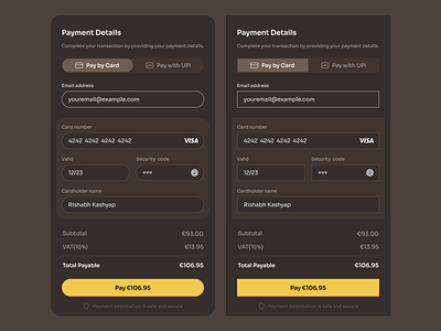 Payment Details clean dark theme design dribbble figma finance minimal payment payment details payment mode ui
