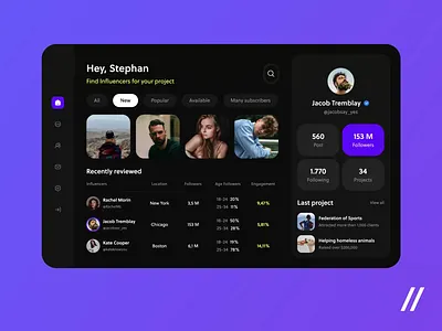 Influencer Management Platform (Desktop) app design desktop illustration influencer management online purrweb search ui ux