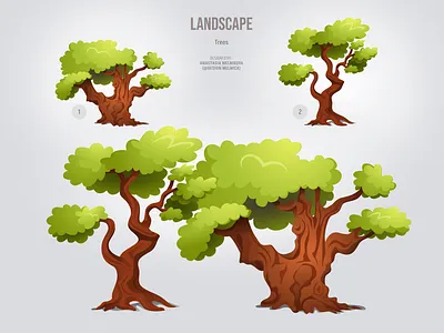 Trees. Game design game game design green icon illustration landscape oak sherwood forest tree vector vectorart