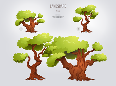 Trees. Game design game game design green icon illustration landscape oak sherwood forest tree vector vectorart