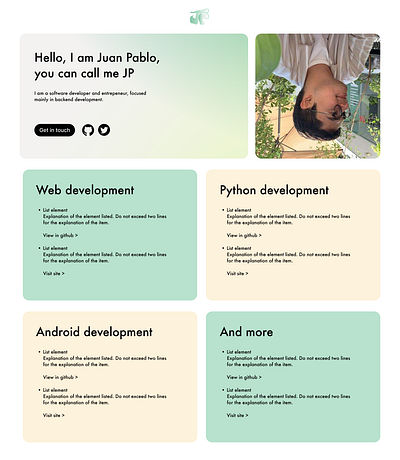 Software developer landing page