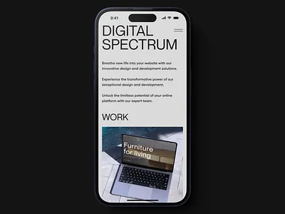 Digital Spectrum Landing Page (Mobile) clean creative design grid grids interaction design ios iphone layout mobile mobile design mobiledesign studio ui ui design ui ux uiux user interface ux ui whitespace
