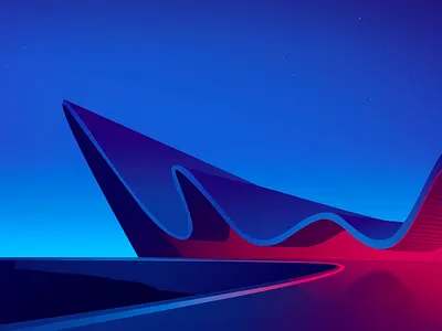 Wave architecture city form illustration light neon style trystram wave