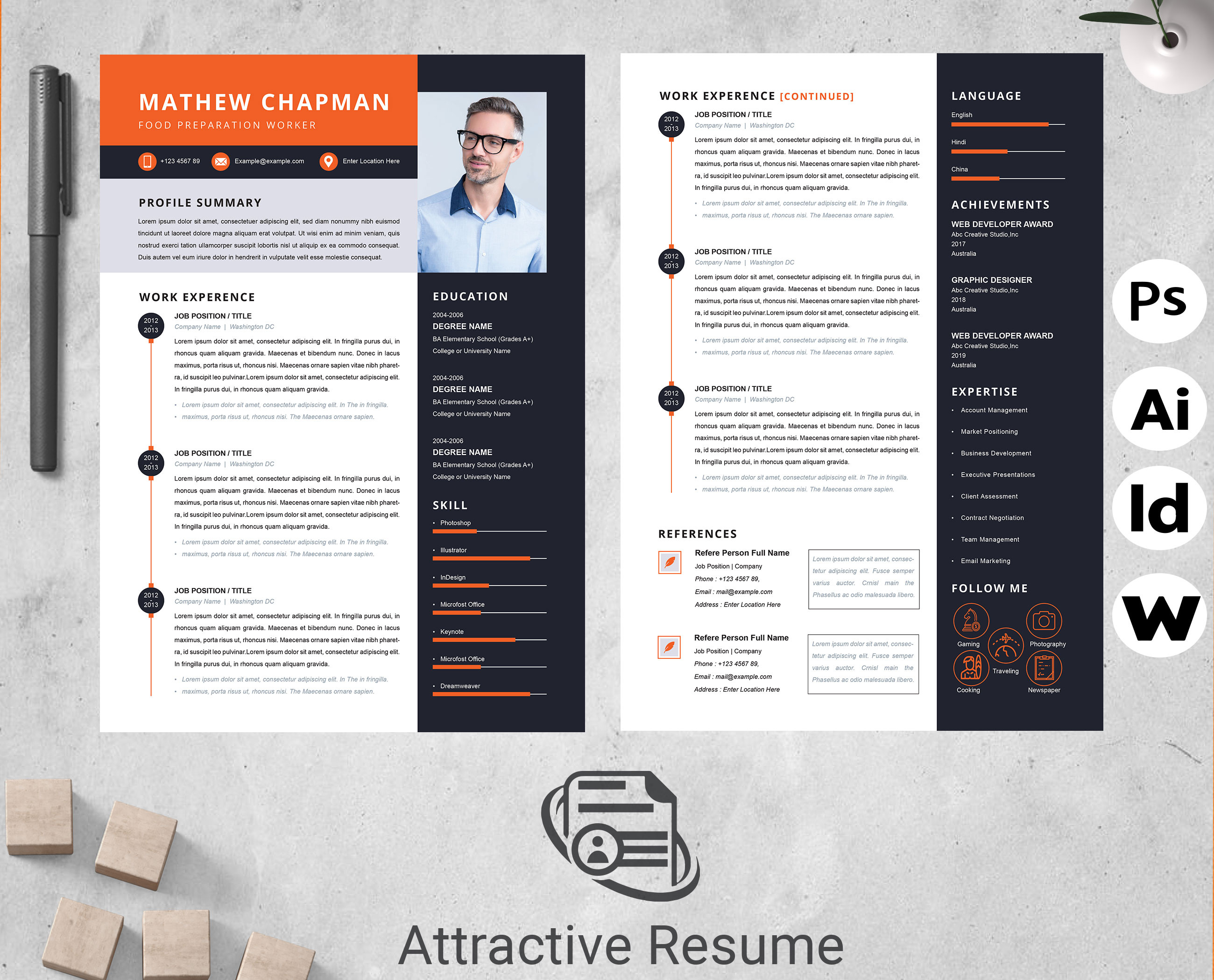 Food Preparation Worker Resume Template by Attractive Resume on Dribbble