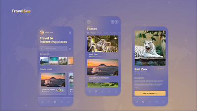 TravelSee: Travel App User Interface animation app design figma illustration logo travel ui