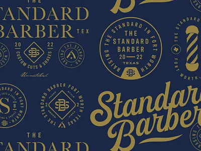 The Standard Barber Brand System badge barber brand system branding design identity illustration logo mark thicklines vector