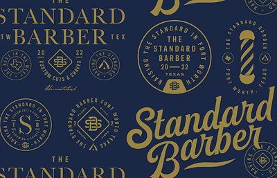 The Standard Barber Brand System badge barber brand system branding design identity illustration logo mark thicklines vector