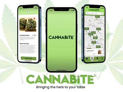 Cannabite android app app design app store brand design branding cannabis delivery app home screen design iphone logo maps app messaging app mobile typography ui ux ux research visual desig