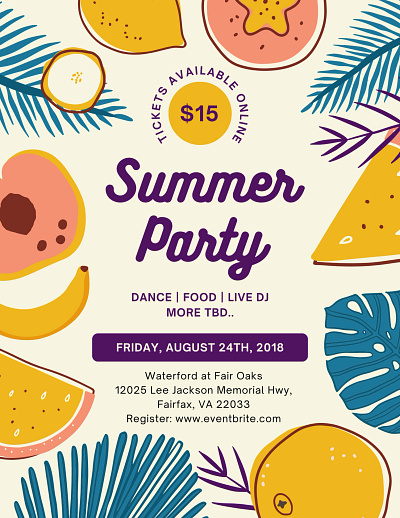 Summer Party Event Flyer design graphic design typography vector